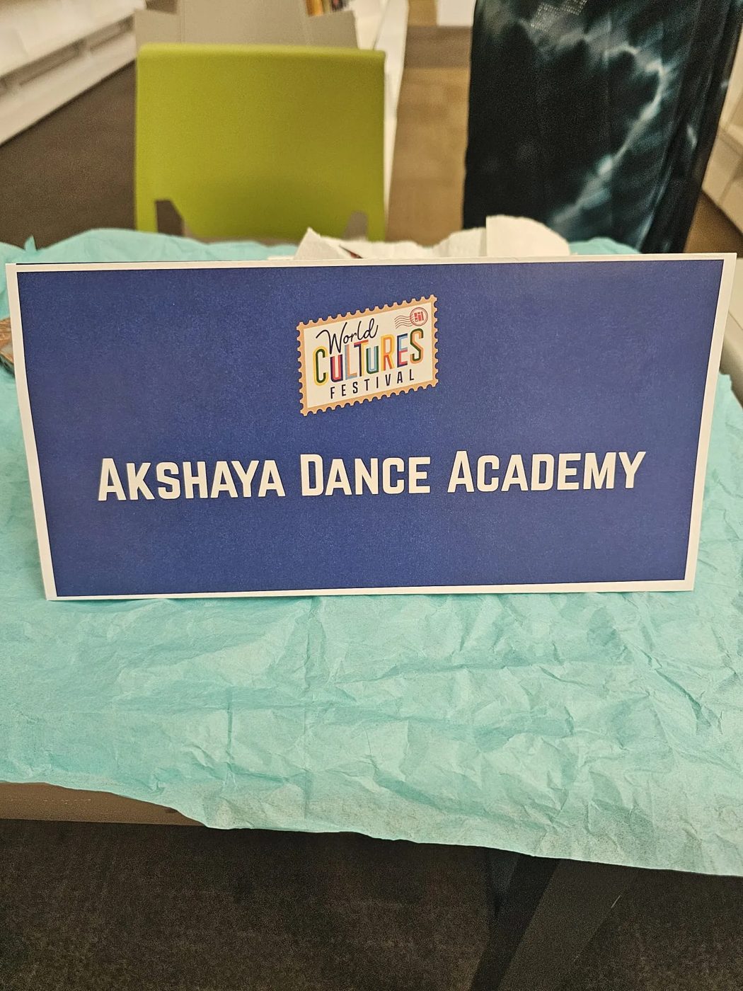 Akshaya Dance Academy table sign, World Cultures Festival